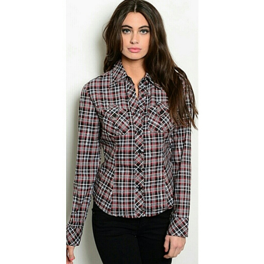 Feline Red Plaid Button Down Shirt